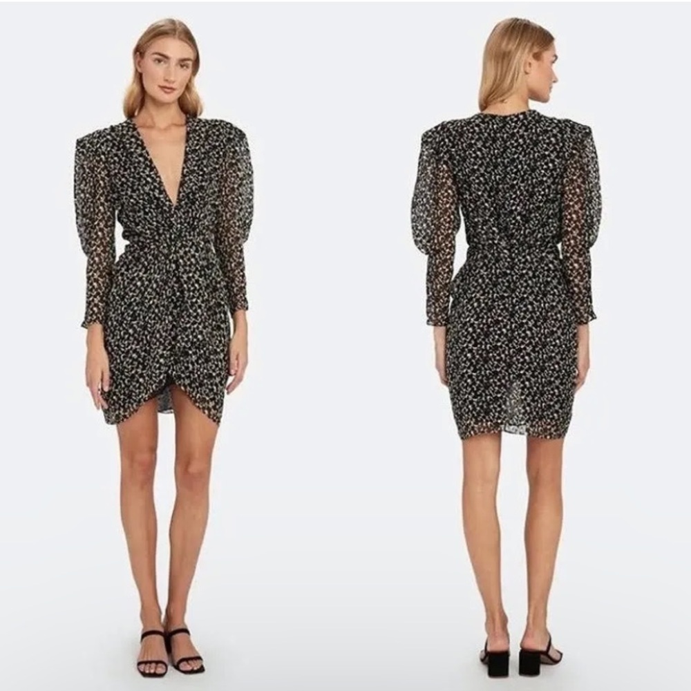 IRO PARIS Victoria Black/Cream Printed Knee Length Silk Blend Dress size 40eu